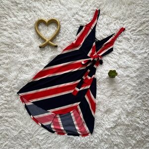 Express Red and Black Striped Dress